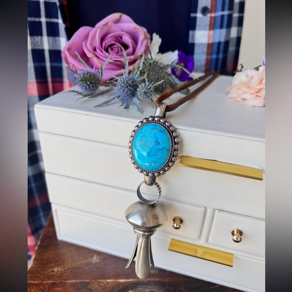 Dan Dodson blossom and chunky high grade turquoise link by Maynard Garcia